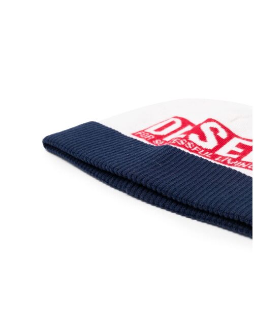 Diesel Kids logo-print fine-knit beanie