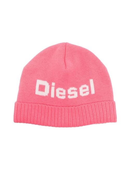 Diesel Kids logo-print ribbed-trim beanie