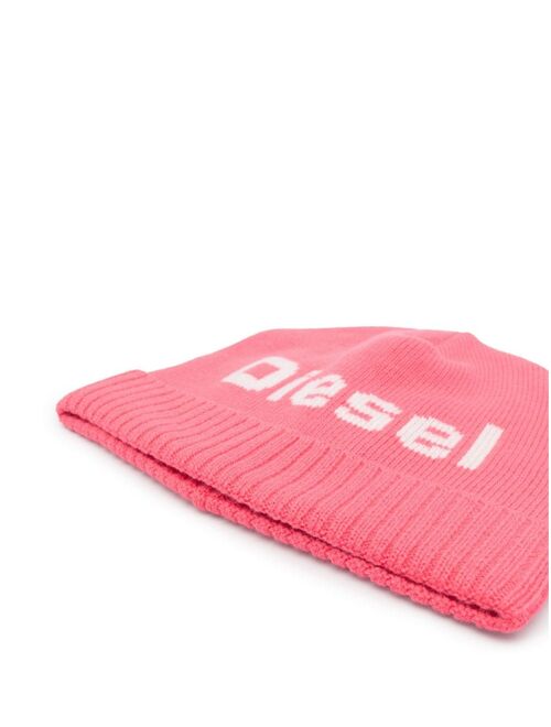 Diesel Kids logo-print ribbed-trim beanie