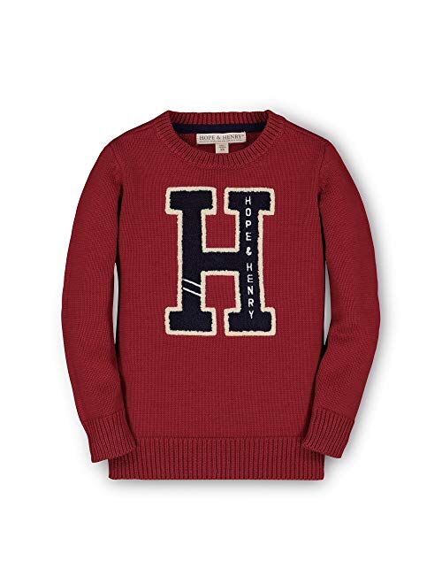 HOPE & HENRY Boys Crewneck Pullover Sweater with Elbow Patches