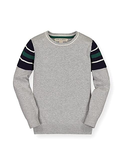 HOPE & HENRY Boys Crewneck Pullover Sweater with Elbow Patches