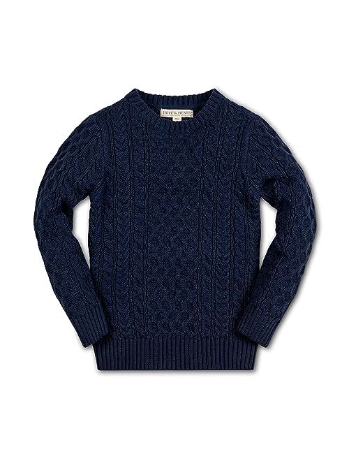 HOPE & HENRY Boys Crewneck Pullover Sweater with Elbow Patches