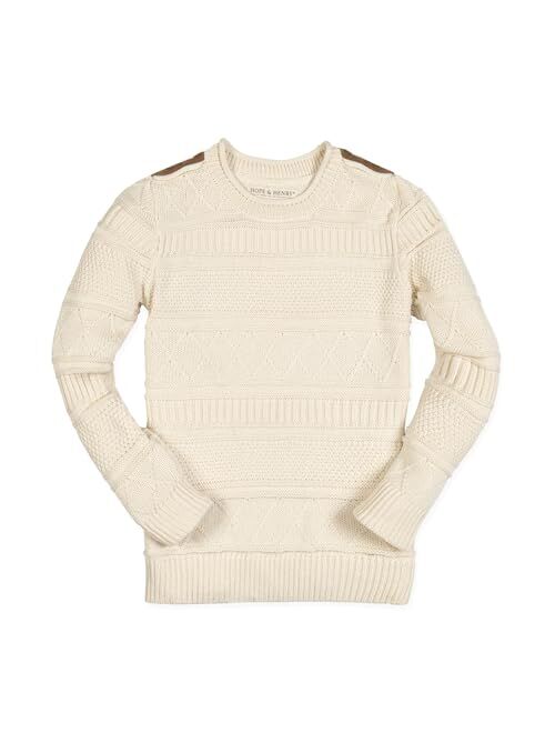 HOPE & HENRY Boys Crewneck Pullover Sweater with Elbow Patches