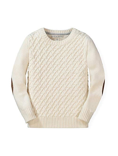 HOPE & HENRY Boys Crewneck Pullover Sweater with Elbow Patches