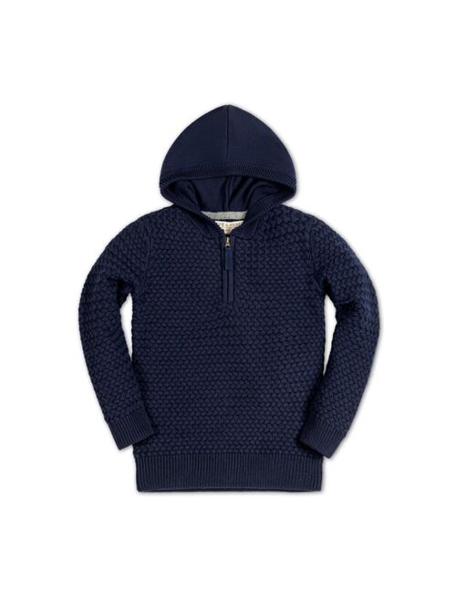 HOPE & HENRY Boys Long Sleeve Hooded Half Zip Sweater