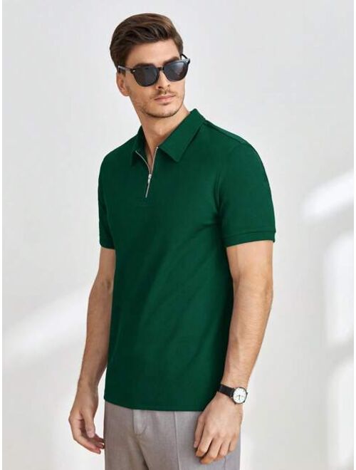 Shein Manfinity Homme Men Quarter Zip Polo Shirt