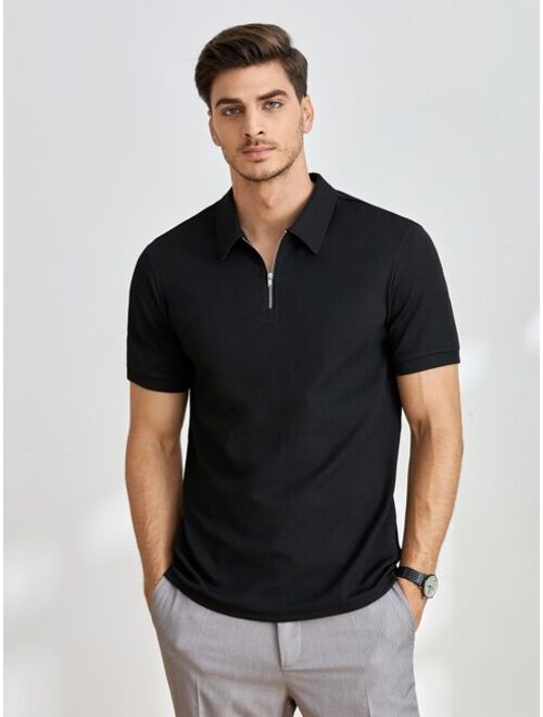 Shein Manfinity Homme Men Quarter Zip Polo Shirt