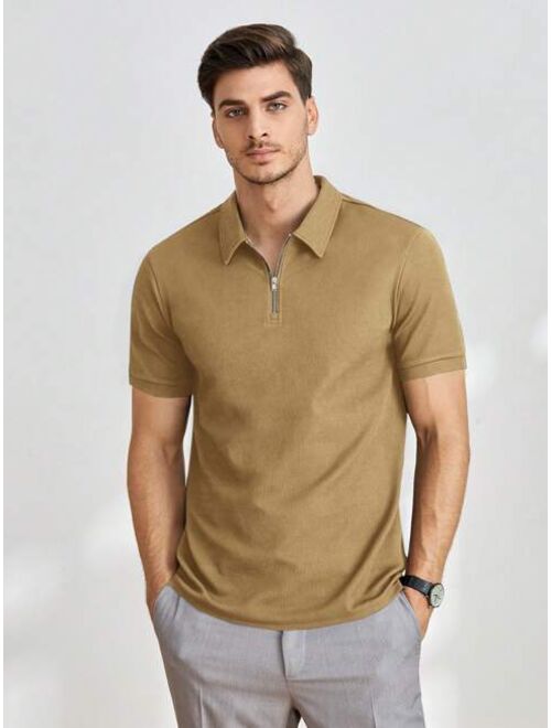 Shein Manfinity Homme Men Quarter Zip Polo Shirt