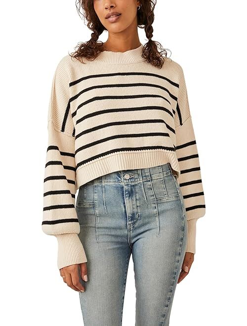 Free People Stripe Easy Street Crop Pullover