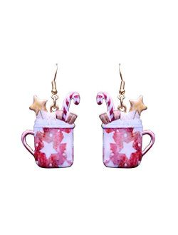 Wonderent Sweet Christmas Hot Coco with Candies Happy Holidays Earrings No. 1068