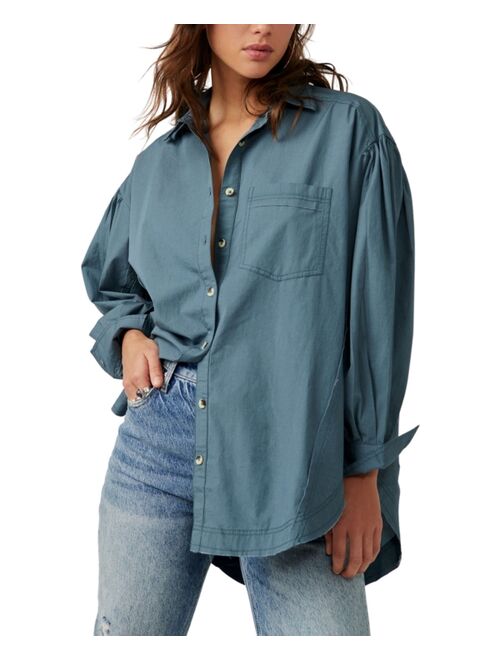 FREE PEOPLE Women's Happy Hour Drop-Shoulder Button-Front Shirt