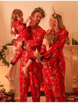 Christmas Onesies for Family Elk Antler Hooded Onesie Pajamas Long Sleeve Comfy Loungewear