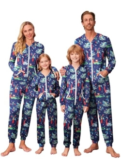 Family Matching Hoodie Onesies Zipper Christmas Jumpsuit 2023 Winter Fashion One Piece Pajamas