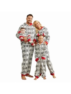 PopReal Christmas Pajamas for Family Onesies Plus Size and Dog, Matching PJs Hoodie Sleeper Snowflake Plush Cozy Warm