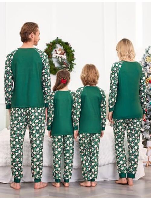 Ekouaer Christmas Pajamas for Family Long Sleeve Pjs Matching Sets with Plaid Pants Soft Sleepwear Loungewear