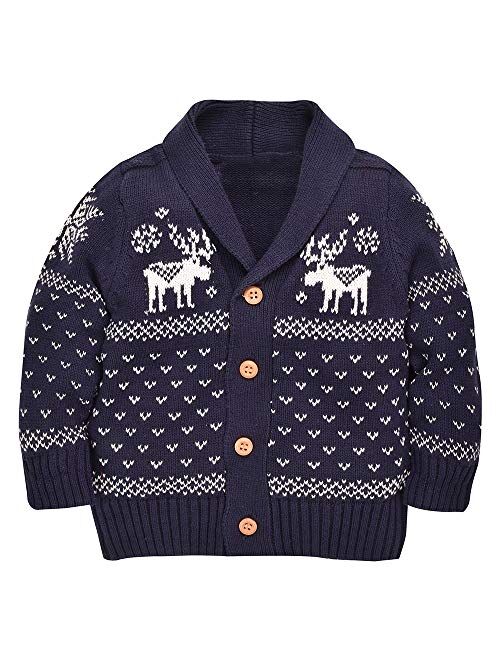 SANMIO Toddler Baby Boys Girls Deer Christmas Cardigan Sweater Button-up Cotton Coat