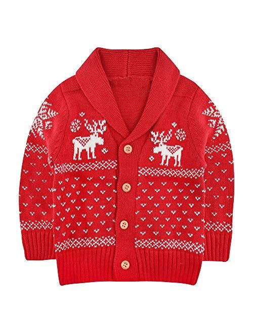 SANMIO Toddler Baby Boys Girls Deer Christmas Cardigan Sweater Button-up Cotton Coat