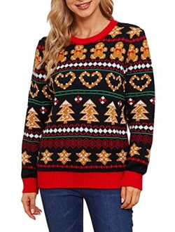 VENTELAN Women's Christmas Sweater Funny Christmas Tree Ugly Pullover Snowflake Long Sleeve Sweater Shirt