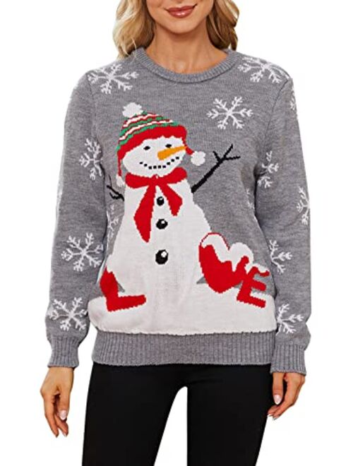 VENTELAN Women's Christmas Sweater Funny Christmas Tree Ugly Pullover Snowflake Long Sleeve Sweater Shirt