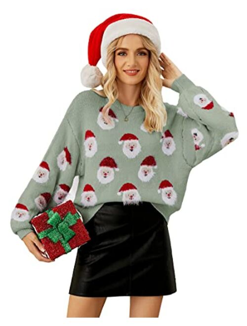 Lesmart Womens Ugly Christmas Sweater FunnySanta Funny XmasHolidayParty Knitted Pullover