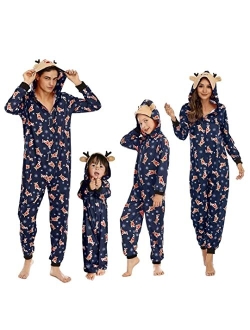 Loozykit Family Christmas Pjs Matching Sets Christmas Pajamas for Family Elk Printed Reindeer PJs Xmas Sleepwear Jammies