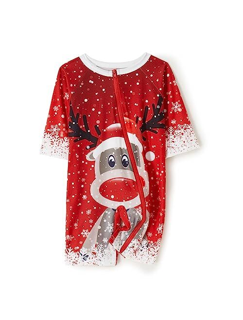 Loozykit Family Christmas Pjs Matching Sets Christmas Pajamas for Family Elk Printed Reindeer PJs Xmas Sleepwear Jammies