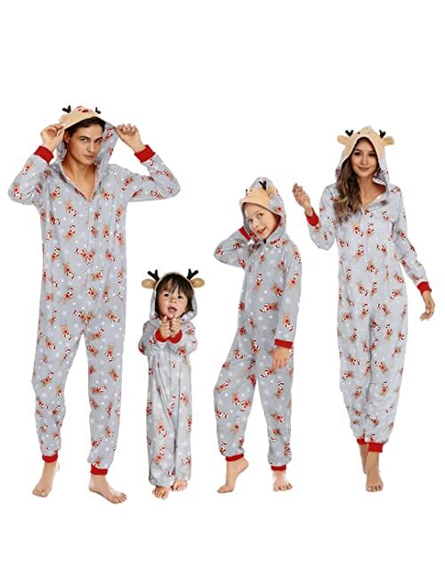 Loozykit Family Christmas Pjs Matching Sets Christmas Pajamas for Family Elk Printed Reindeer PJs Xmas Sleepwear Jammies