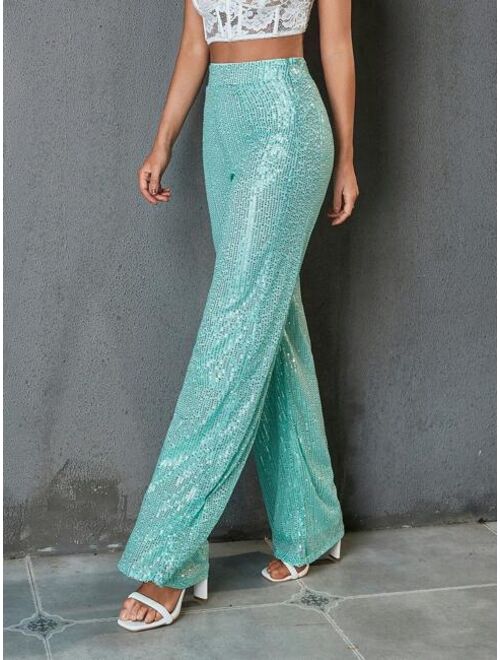 D&M High Waist Sequin Wide Leg Pants