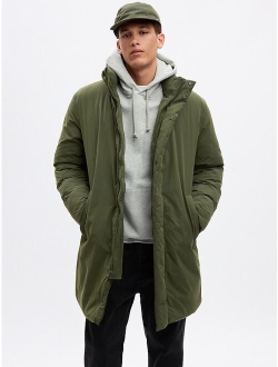 Nylon Solid Long Sleeve Parka Jacket