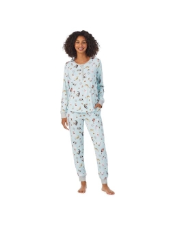 Henley Pajama Top and Banded Bottom Pajama Pants Sleep Set
