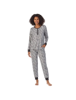 Henley Pajama Top and Banded Bottom Pajama Pants Sleep Set