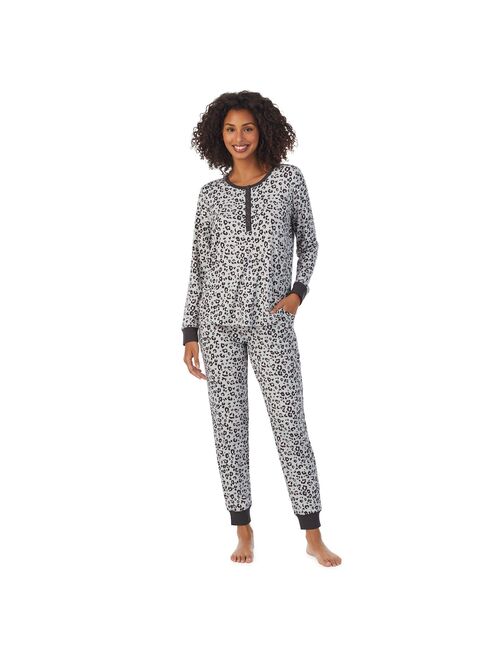 Women's Cuddl Duds Henley Pajama Top and Banded Bottom Pajama Pants Sleep Set