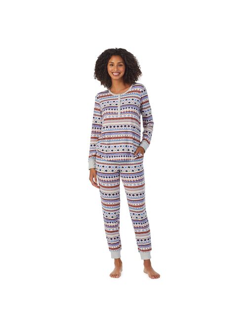 Women's Cuddl Duds Henley Pajama Top and Banded Bottom Pajama Pants Sleep Set