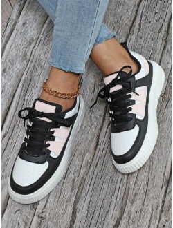 Shein Colorblock Casual Student Sneakers, Fashionable Outdoor Comfortable Sports Shoes