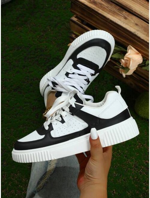 Shein Colorblock Casual Student Sneakers, Fashionable Outdoor Comfortable Sports Shoes