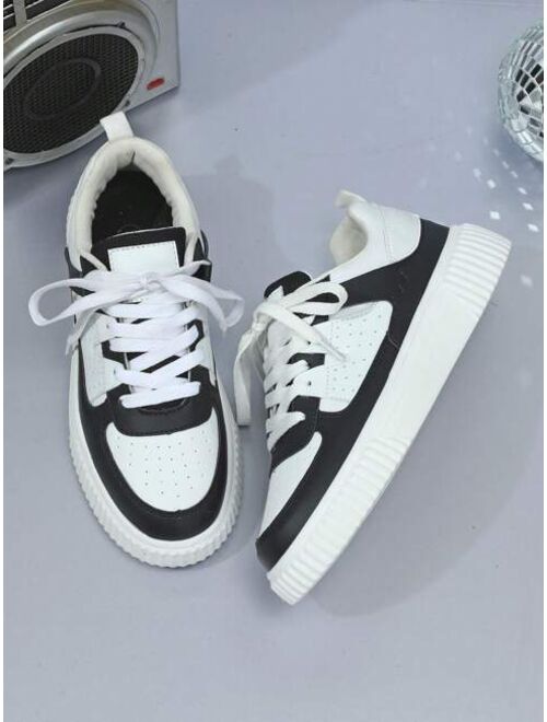 Shein Colorblock Casual Student Sneakers, Fashionable Outdoor Comfortable Sports Shoes