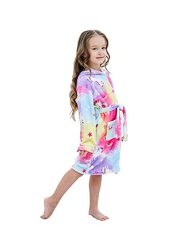 NewPlush Unisex Children's Flannel Unicorn Bathrobes Hoodie Unicorns Gifts for Girls