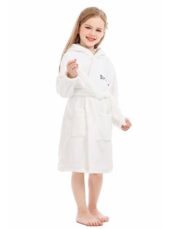 XINNE Toddler Robes Cute Pattern Bathrobe Unisex Kids Robe Baby Flannel Hoodie Pajamas Sleepwear