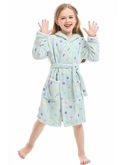 XINNE Toddler Robes Cute Pattern Bathrobe Unisex Kids Robe Baby Flannel Hoodie Pajamas Sleepwear