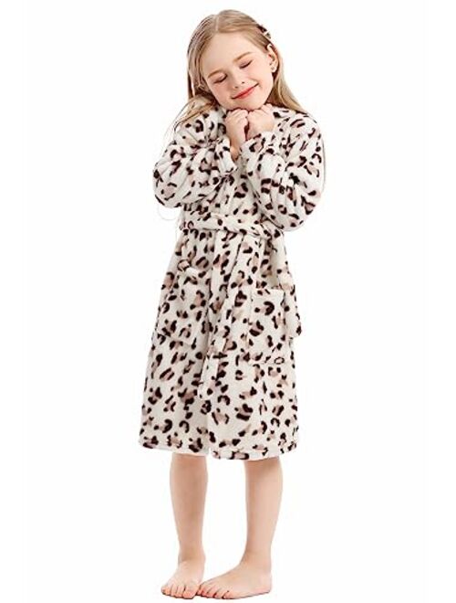 XINNE Toddler Robes Cute Pattern Bathrobe Unisex Kids Robe Baby Flannel Hoodie Pajamas Sleepwear