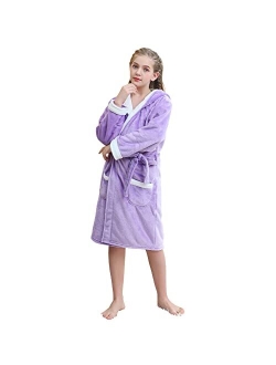 V.&GRIN Girls Fleece Robe, Hooded Toddler Soft Fuzzy Bathrobe for Kids 3-14 Years