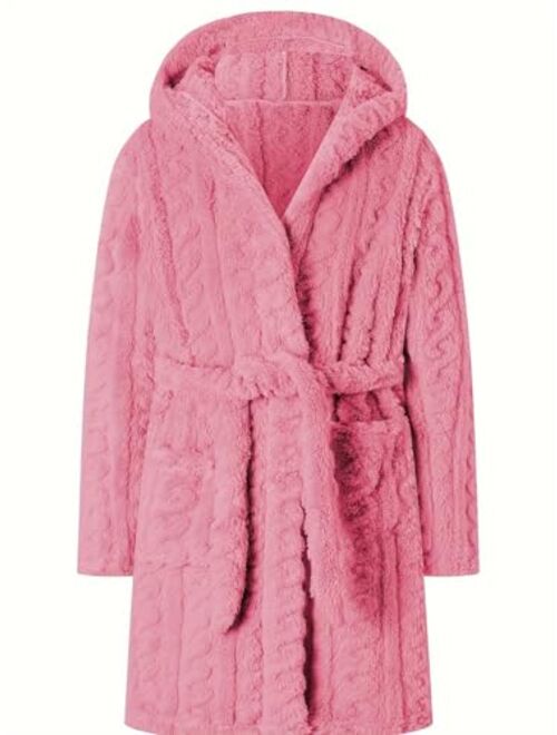 Umeyda Girls Robe,Cute & Fleece Hooded Robe With Belt for Girls, 12 Months - 18 Years