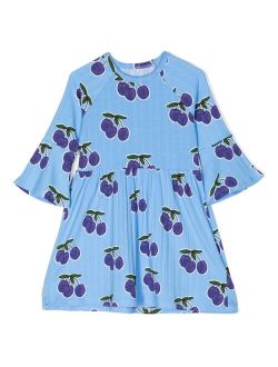 fruit-print pleated dress