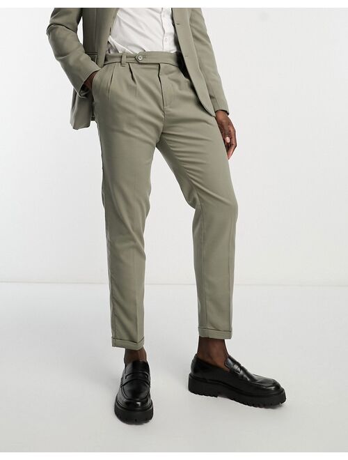 New Look double pleat front smart pants in khaki