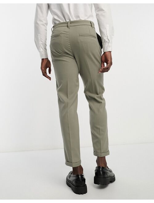 New Look double pleat front smart pants in khaki