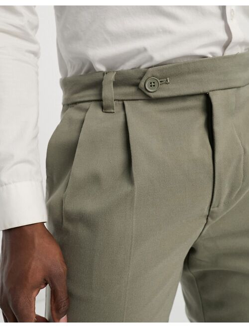 New Look double pleat front smart pants in khaki