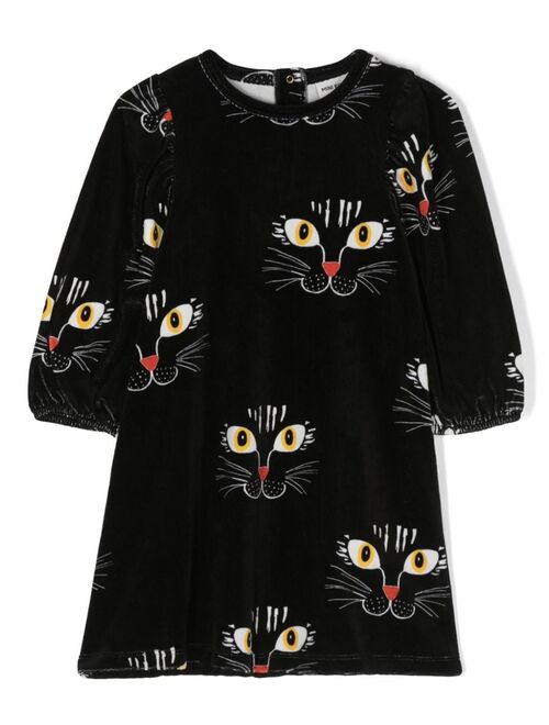 Mini Rodini Angry Cat velour dress