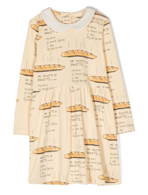 Mini Rodini baguette-print organic-cotton dress