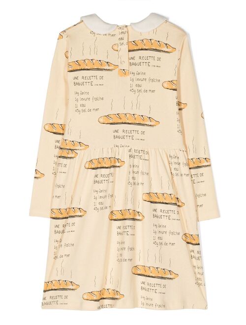 Mini Rodini baguette-print organic-cotton dress