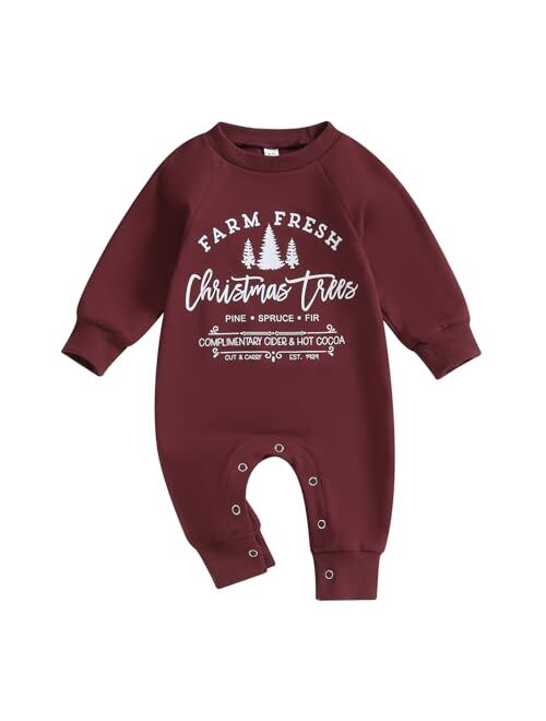 Laiyqifaudy Newborn Baby Girl Boy Christmas Outfit Stink Stank Stunk Print Jumpsuit One-piece Outfits Winter Xmas Clothes